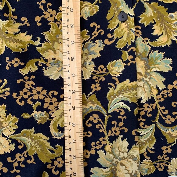 Vintage Floral Navy Button Up Skirt Smock Academia Prep Coastal Cowgirl Western - Picture 15 of 15